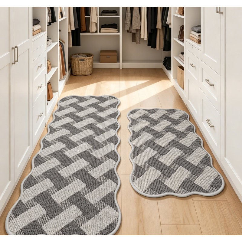Tapis tissés et absorbants lavables et lavables pour cuisine, Gris