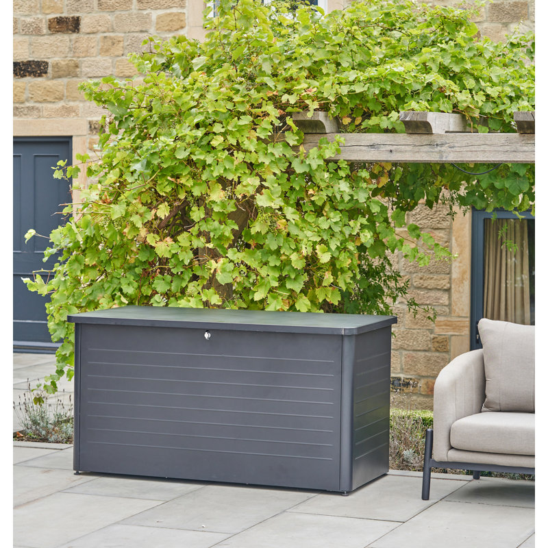 Dakota Fields Chalandra 160cm W Galvanised Steel Lockable Deck Box with Wheels, Grey