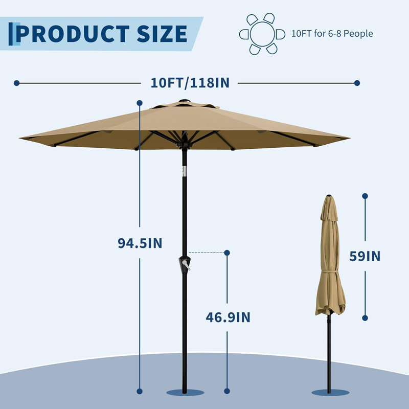 14cm Market Parasol, Brown
