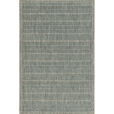 Sedona Striped Tribal Bohemian Teal/Natural Indoor/Outdoor Performance Area Rug