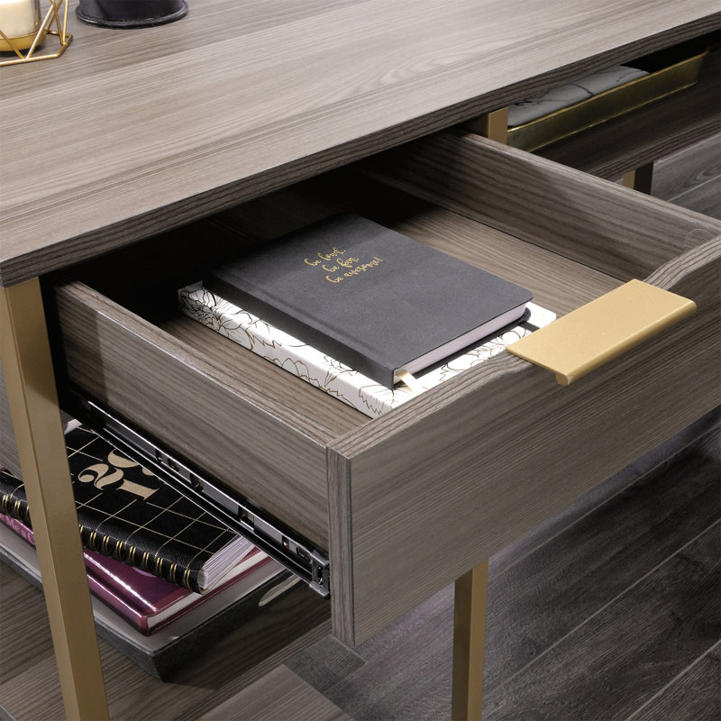 L-Shaped Desk With Open Storage (Not Include Stools)