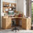 59" L-Shaped Fluted Desk with Power Hub — Ergonomic Grace & Hidden Currents for Your Home Office Sanctuary-1494488100