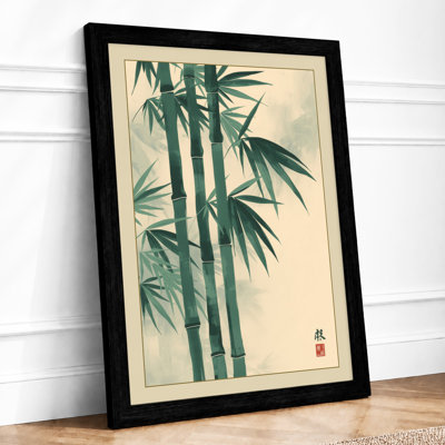 Three Bamboo Stems Japandi - Framed Print