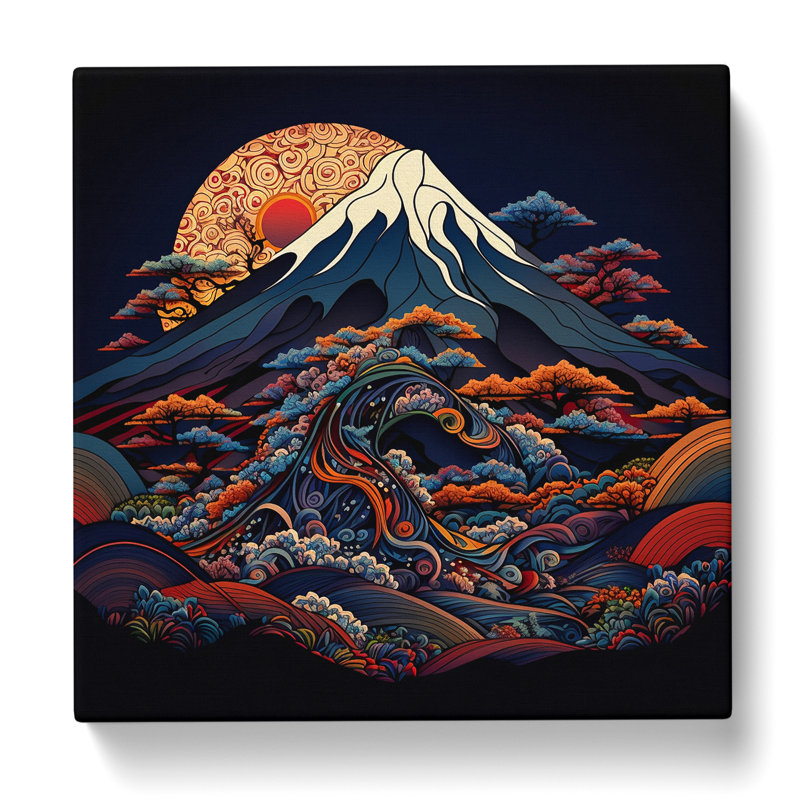 Mount Fuji Paisley Art - Wrapped Canvas, 35cm H x 35cm W