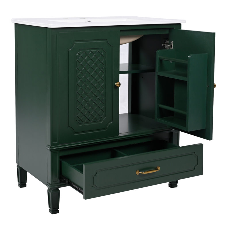Ensemble de meuble-lavabo 60 po avec lavabo double, 2 armoires avec organisateurs de porte et 2 tiroirs (même référence: N759S218644F)