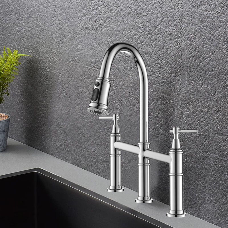 Robinet pont rétractable avec accessoires Werfy, Chrome