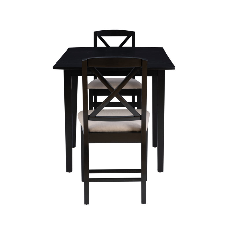 Aitana Drop Leaf 3-Piece Dining Set, Black