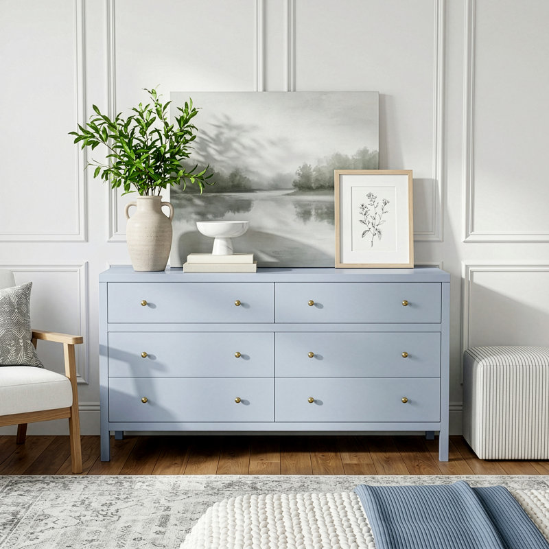 Nora 6-Drawer Dresser, Light Blue