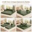 Canapé-lit convertible 5 en 1 en velours côtelé de 200 cm (78,7 po), canapé-lit modulaire avec ressorts ensachés et oreillers, vert-685192557-685192556