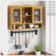 Armoire coulissante 35,4 "à 2 portes avec trois niveaux d'espace de rangement, convenant aux salles de bain, cuisines, salles à manger, naturel