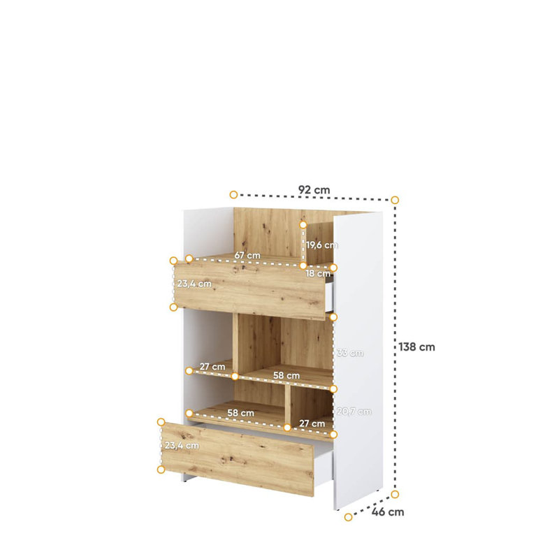 Babajide 138 cm H x 92 cm W Standard Bookcase, White Matt