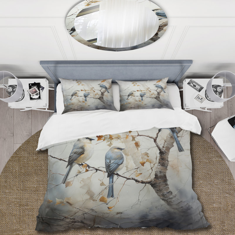 Literie , Housse de couette pour grand lit et 2 taies décor