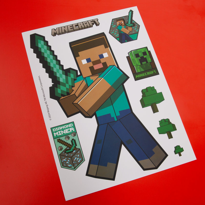 Minecraft wall stickers, stickers, self -adhesive murals, 6 sheets