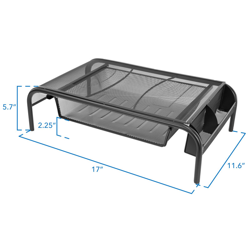Mount-It! Metal Mesh Computer Monitor Stand and Riser with Pullout Drawer