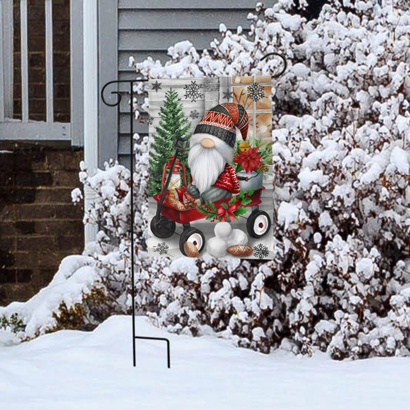 Wagon Gnome Garden Flag