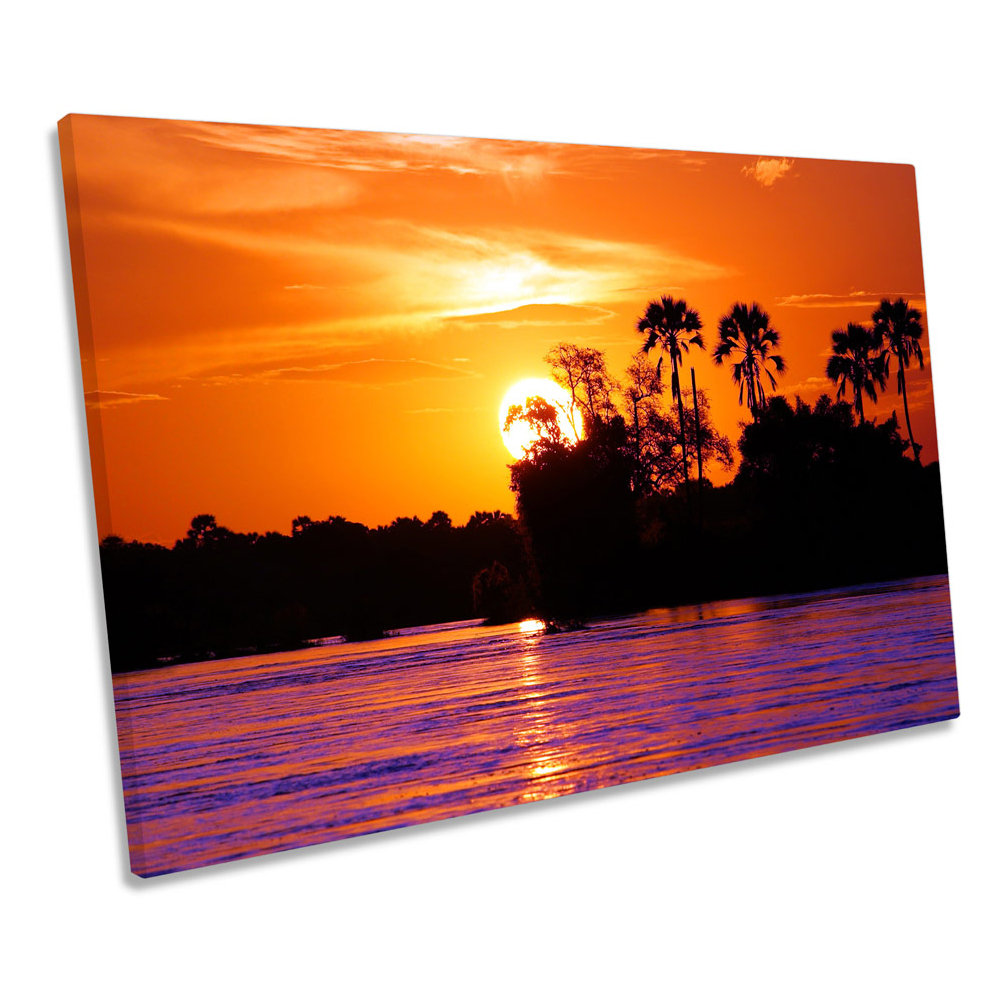 Sunset Jungle Tropical - Wrapped Canvas Photograph