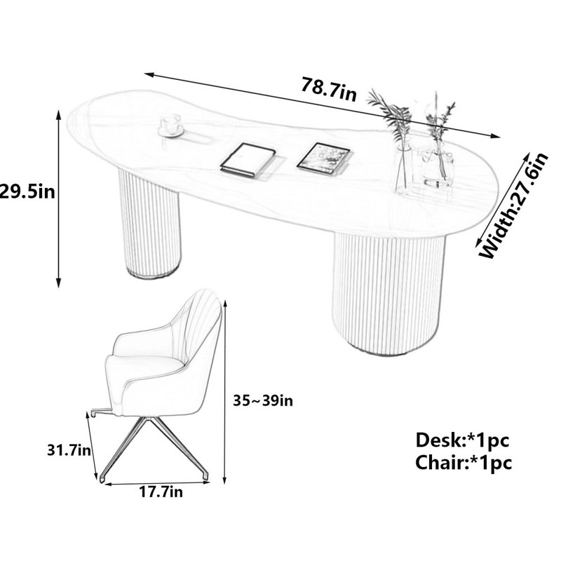 Bureau, H 29,5 po x l 78,7 po x P 27,6 po