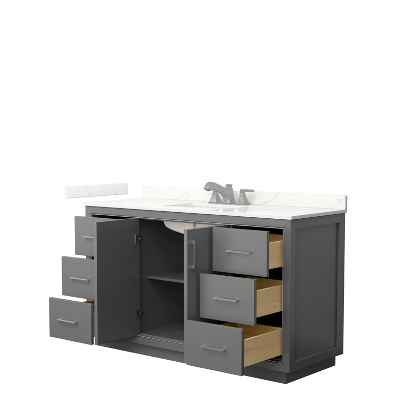 60'' W Single Vanity, Dark Gray, Giotto Quartz, Matte Black