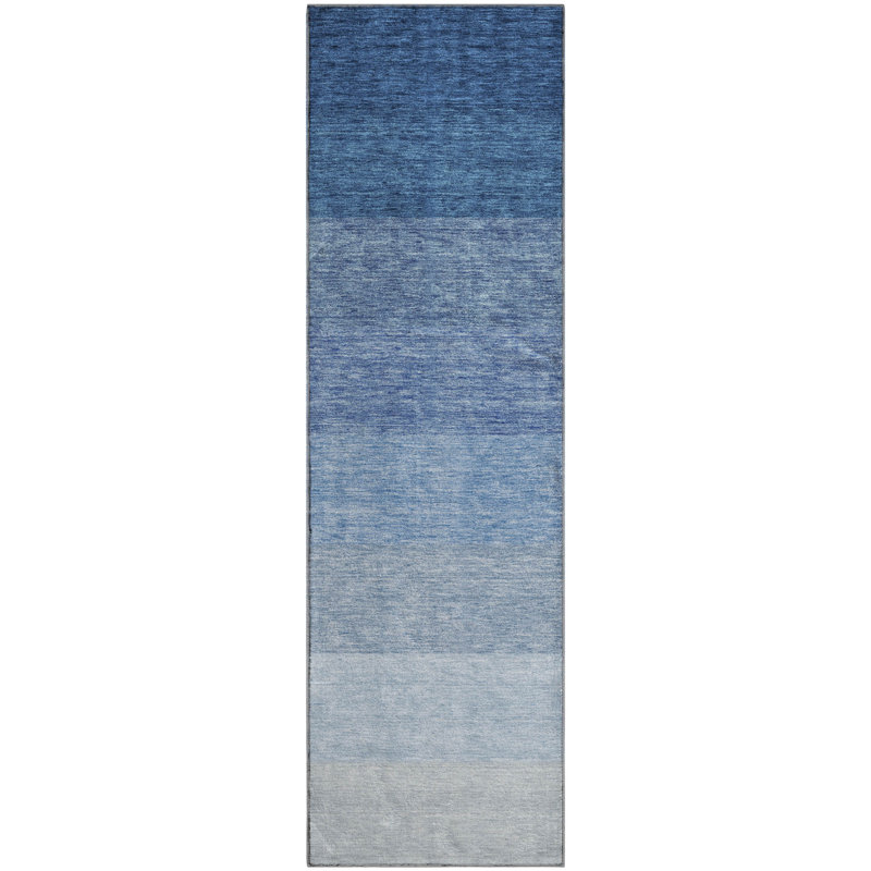 Premium Machine Washable Prisco Blue Rug, Runner 2'3" x 7'6"