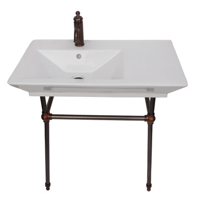 Lavabo de salle de bain console avec trop-plein 31 po Opulence