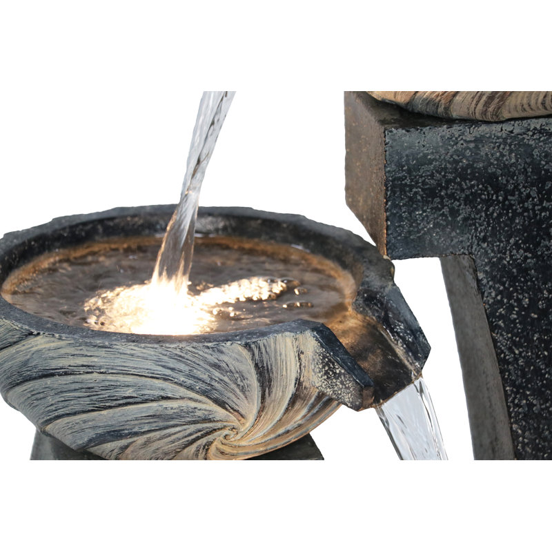 3 Tiers Modern Cascading Water Fountain Outdoor with Warm White LEDS