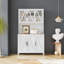Large Kitchen Pantry Storage Cabinet With Glass Doors, Drawers & Open Shelves, Freestanding Kitchen Cupboard Buffet Cabinet  For Living Room