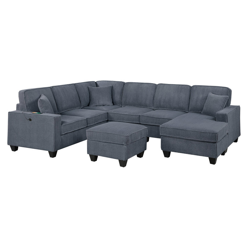 Jillie 5-Piece Sectional Set, Dark Gray Corduroy
