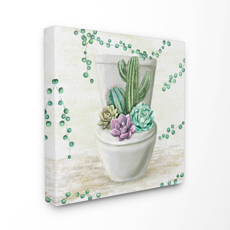 « succulent bouquet toilette salle de bain », impression sur toile, Toile tendue, H 17 po x l 17 po