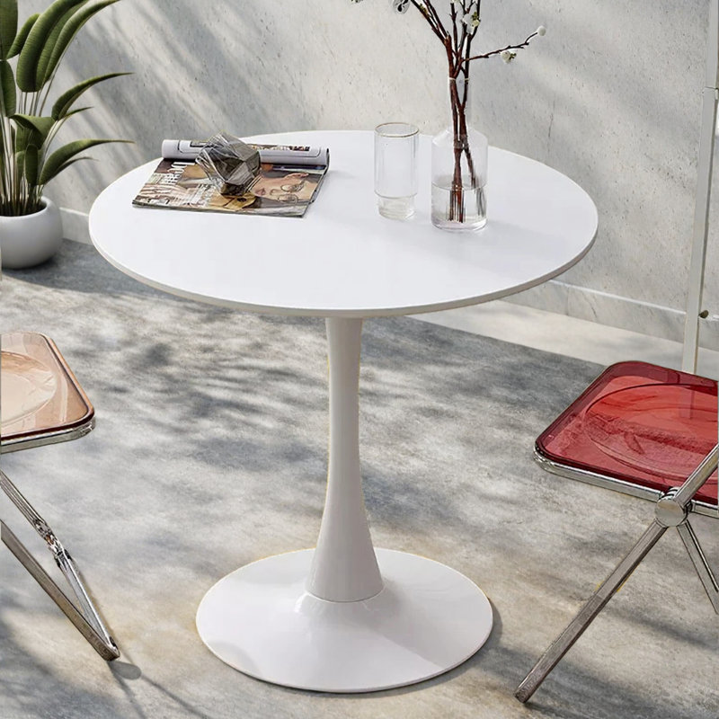 Bjarnheiður Pedestal Dining Table, White, White, 29.11" H x 23.61" W x 23.61" D
