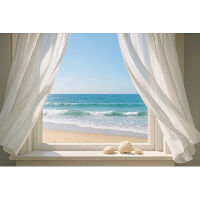 Coastal Breeze and Waves by Window - Coastal Window View Series