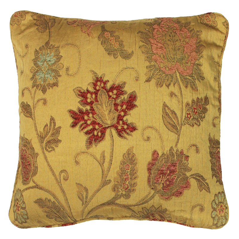 Zurich Floral Jacquard Cushion Cover, 45 x 45cm, Gold Yellow