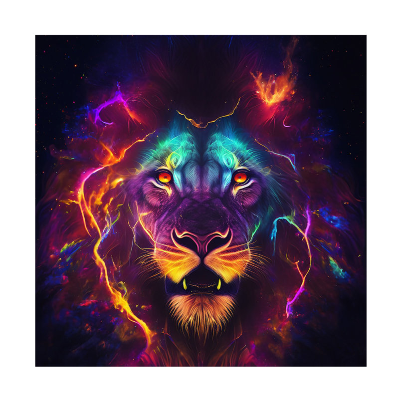 Art mural sur toile tendue - Art mural «Lion 3» Wumples pour le salon, la chambre à coucher ou le bureau - 14 x 14