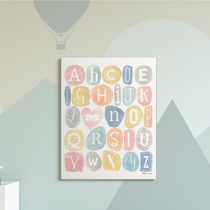 Gracemont, motif doux, aquarelle, lettres, art graphique, Toile tendue, H 40 po x l 30 po x P 1,5 po