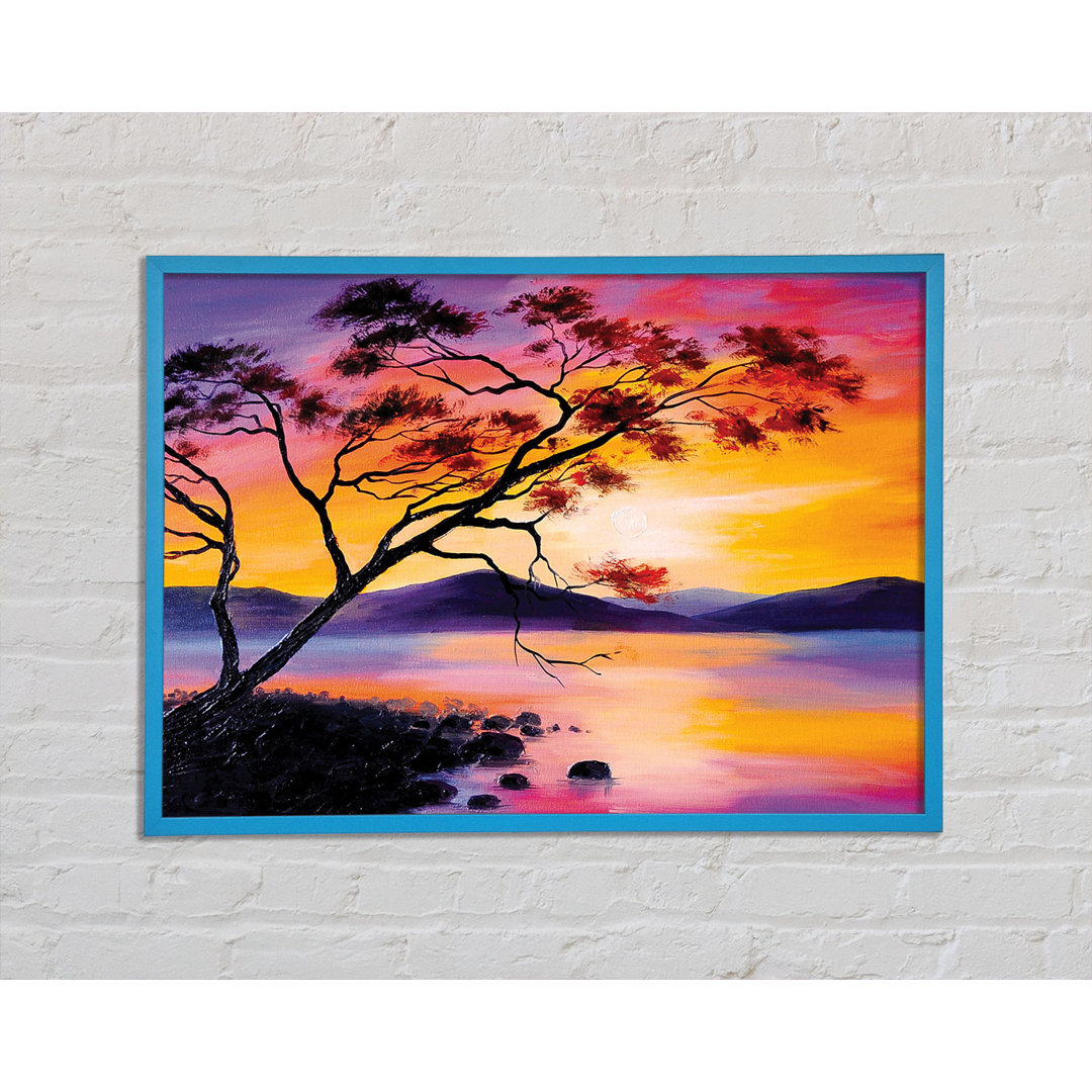 Sunset Lake Tree - Einzelner Bilderrahmen Kunstdrucke