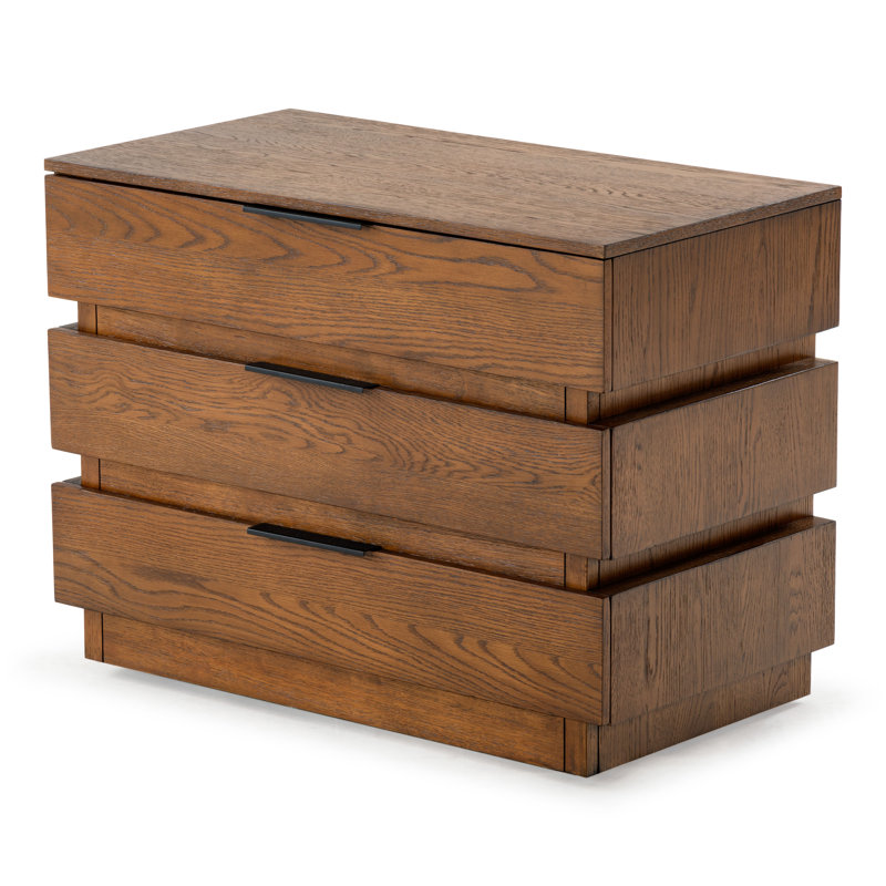 Titus 3 Drawer Stacked Chest, Medium Oak