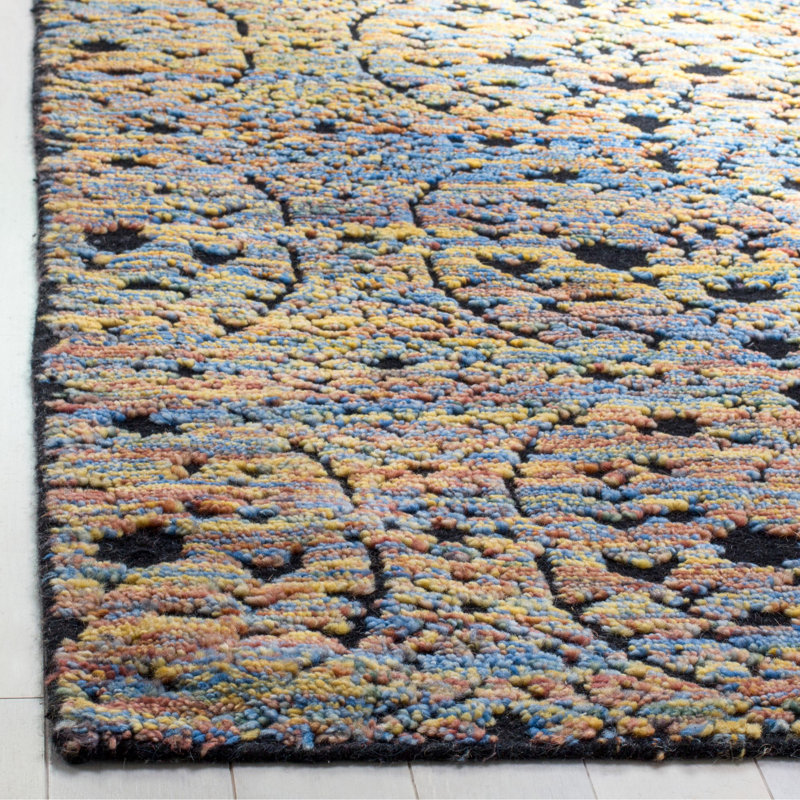 Castilla Hand Tufted Wool Blue/Gold Area Rug, Rectangle 9' x 12'