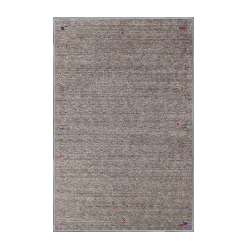 Tapis gris/rouge contemporain, Rectangle 5 pi x 8 pi