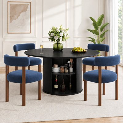 Ensemble de table et de chaises de salle à manger extensibles modernes pour 4 à 6 personnes avec rangement dissimulé et 4 chaises rembourrées