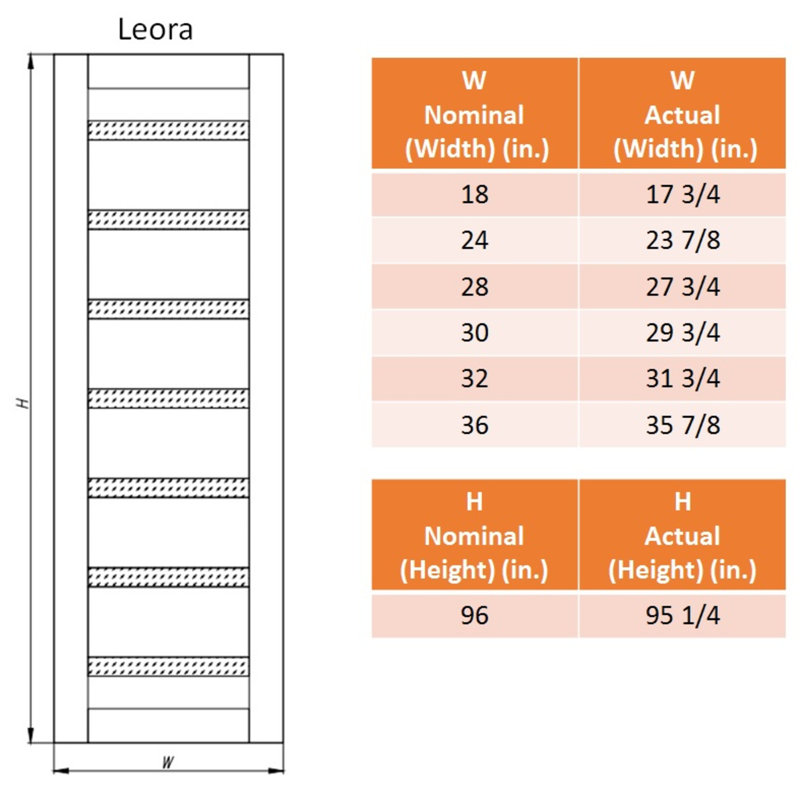 Porte à panneaux Leora, Shambor, Gauche, 35,5 po x 95,24 po