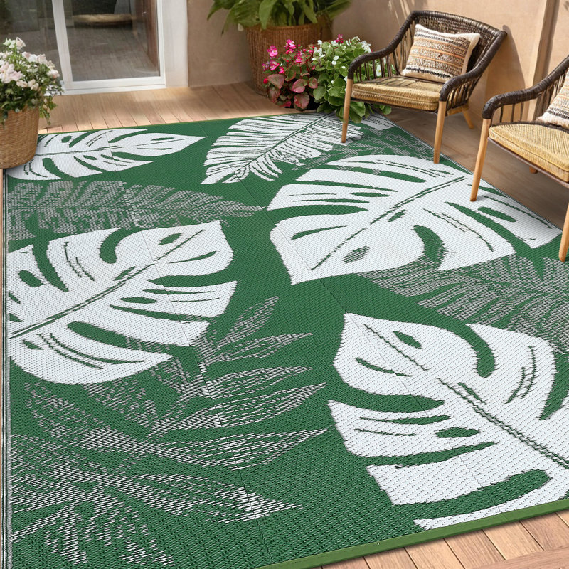 Outdoor Rug Waterproof Reversible Plastic Straw Rug Foldable Patio Rugs UV Resistant Camping Mat Modern Outdoor Carpet for Garden Deck