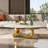 51" Luxury Oval Coffee Table with Base and Sintered Stone Top - Musical Note Shaped Base-988707058