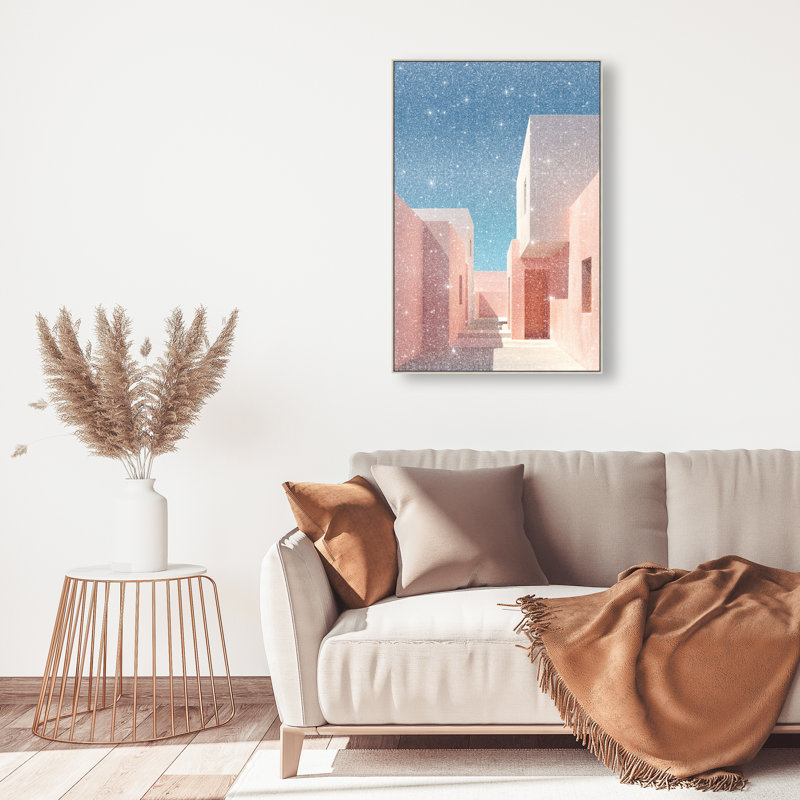 Structured Pink I Print by Oliver Gal, 37"H x 25"W, Silver Floater Frame