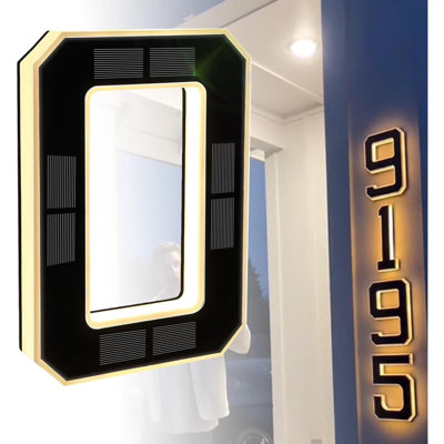 Solar-powered Digital Doorplate Waterproof LED Address Number Sign