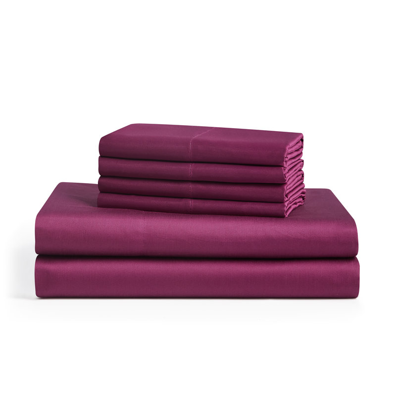 Raspberry Queen Cotton Polyester 6-Piece Bed Sheet Set