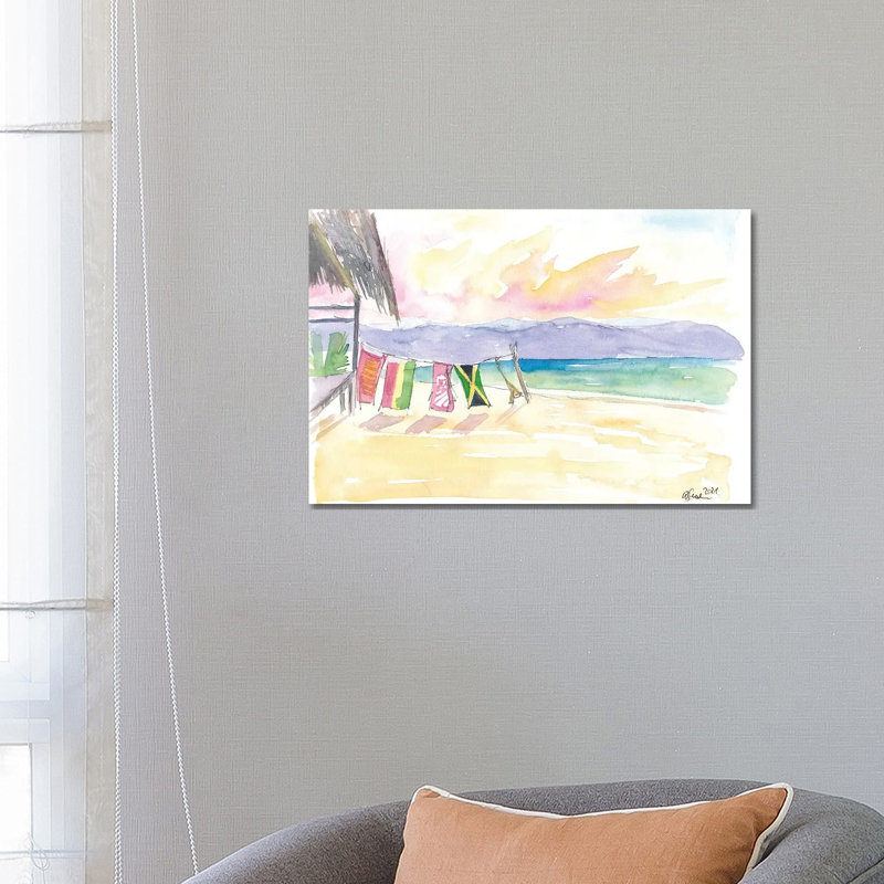 Caribbean Beach In Jamaica With Mountain View by Markus & Martina Bleichner - Wrapped Canvas Gallery-Wrapped Canvas Giclée