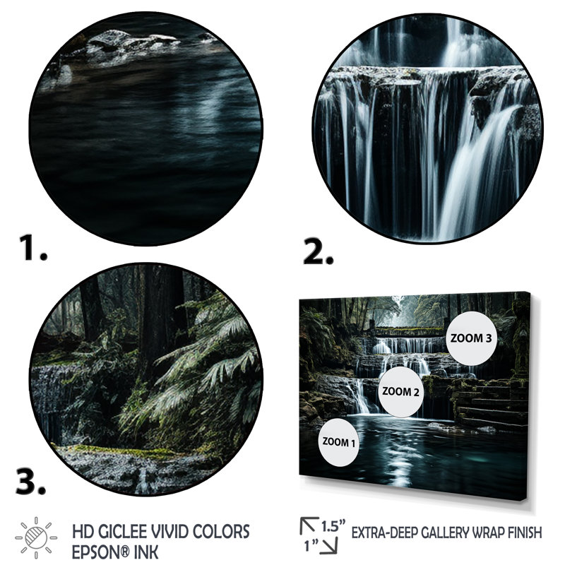 Waterfall Eternal Cascade I On Canvas Print, Gold Floater Framed, 12" H x 20" W x 1" D