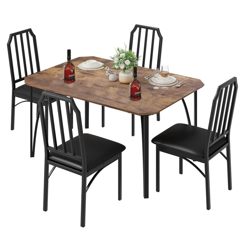 Dailonis Four Leg Dining Set, Brown