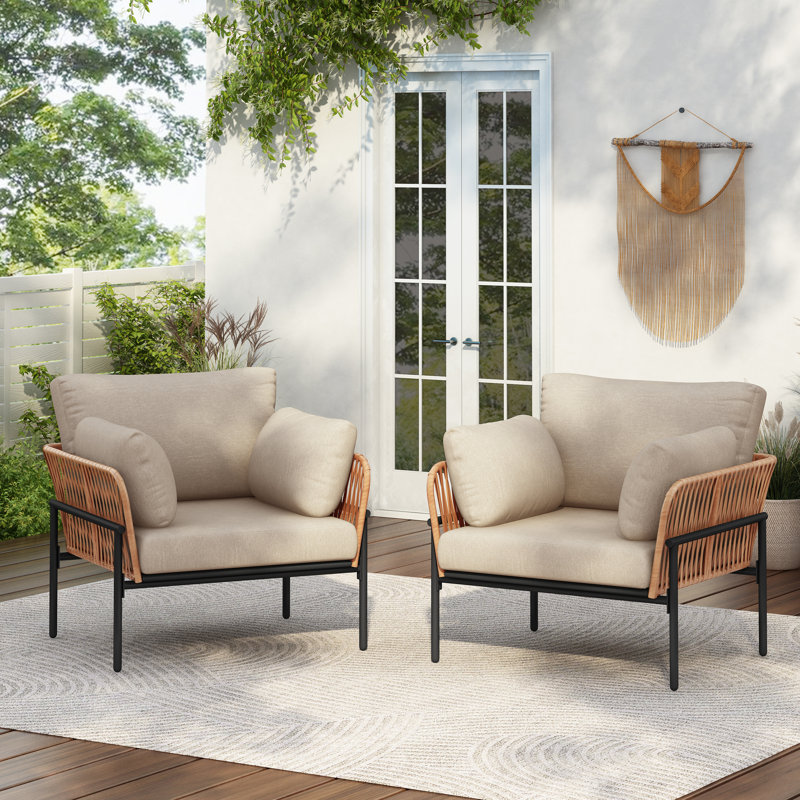 Caniah Faux Rattan Accent Chairs, Natural
