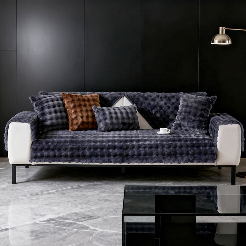 Polyester Sofa Slipcover, Dark Grey