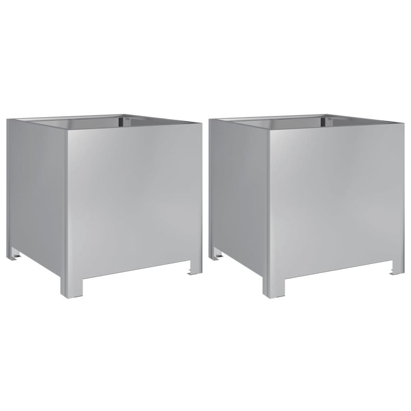 Planter Box, Galvanised Steel, 40cm H x 40cm W x 40cm D